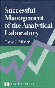 Front cover of Successful management of the analytical laboratory by Oscar I. Milner