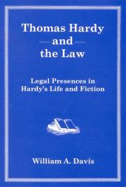 Front cover of Thomas Hardy and the law by Davis, William A.