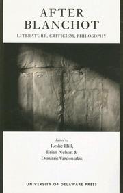 Cover of After Blanchot by Leslie Hill