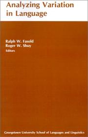 Front cover of Analyzing variation in language by Colloquium on New Ways of Analyzing Variation Georgetown University 1973.