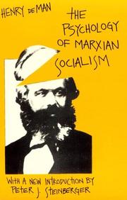 Front cover of The Psychology of Marxian Socialism by Henry de Man