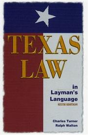 Cover of Texas law in layman's language by Turner, Charles