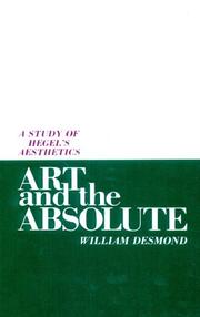 Front cover of Art and the absolute by Desmond, William