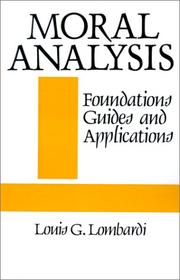 Cover of Moral analysis by Louis G. Lombardi