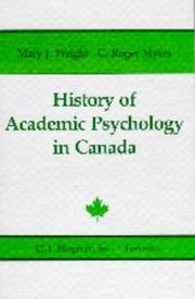 Front cover of History of academic psychology in Canada by Mary J. Wright
