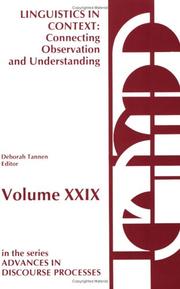 Front cover of Linguistics in Context : Connecting Observation and Understanding by Deborah Tanen