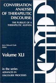 Front cover of Conversation analysis of therapeutic discourse by Jerry Edward Gale