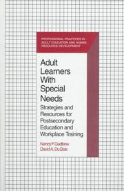 Front cover of Adult learners with special needs by Nancy F. Gadbow