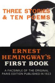 Front cover of Three stories & ten poems by Ernest Hemingway