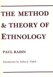 Front cover of The method and theory of ethnology by Paul Radin