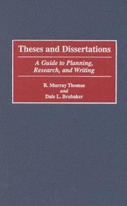 Cover of Theses and dissertations by R. Murray Thomas