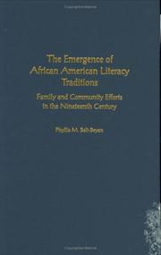 Front cover of The Emergence of African American Literacy Traditions by Phyllis M. Belt-Beyan