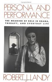 Cover of Persona and Performance by Robert J. Landy