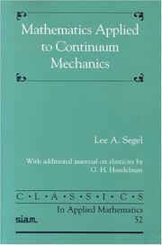 Cover of Mathematics applied to continuum mechanics by Lee A. Segel