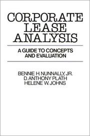 Front cover of Corporate lease analysis by Bennie H. Nunnally