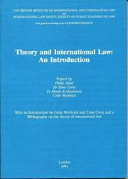 Front cover of Theory and international law by Philip Allott