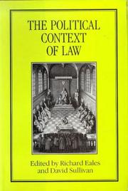 Front cover of The political context of law by British Legal History Conference (7th 1985 University of Kent at Canterbury)