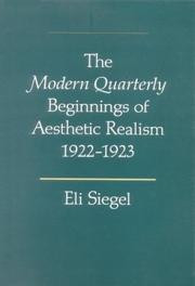 Cover of The Modern quarterly beginnings of aesthetic realism, 1922-1923 by Siegel, Eli