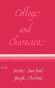Front cover of College and character by Nevitt Sanford