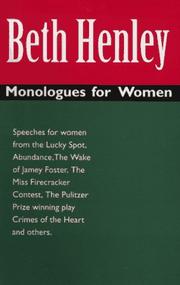 Front cover of Monologues for women by Beth Henley