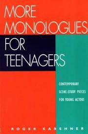 Front cover of More monologues for teenagers by Roger Karshner