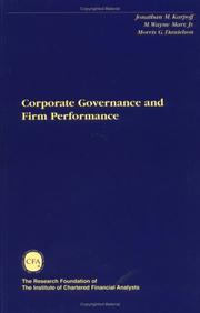 Front cover of Corporate governance and firm performance by Jonathan M. Karpoff