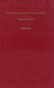 Front cover of Basic principles of nursing care by Virginia Henderson