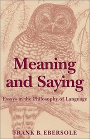 Cover of Meaning and saying by Frank B. Ebersole
