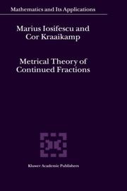 Front cover of Metrical theory of continued fractions by Marius Iosifescu