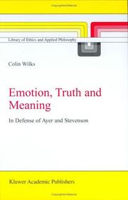 Front cover of Emotion, Truth and Meaning by C. Wilks