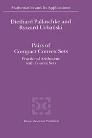 Front cover of Pairs of compact convex sets by Diethard Pallaschke