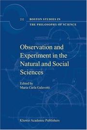 Cover of Observation and experiment in the natural and social sciences by Maria Carla Galavotti