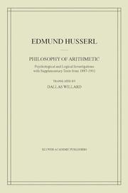 Cover of Philosophie der Arithmetik by Edmund Husserl