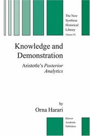 Cover of Knowledge and Demonstration by Orna Harari