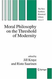 Front cover of Moral philosophy on the threshold of modernity by Jill Kraye