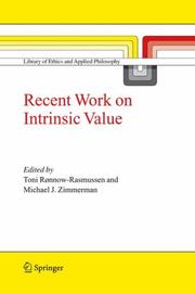 Cover of Recent work on intrinsic value by Toni Rønnow-Rasmussen