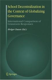 Cover of School Decentralization in the Context of Globalizing Governance by Holger Daun