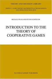 Front cover of Introduction to the theory of cooperative games by Bezalel Peleg