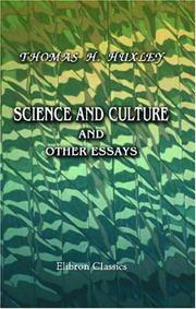 Front cover of Science and culture, and other essays by Thomas Henry Huxley