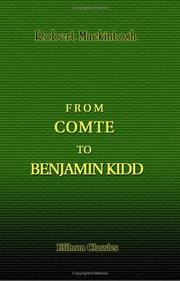 Cover of From Comte to Benjamin Kidd by Robert Mackintosh
