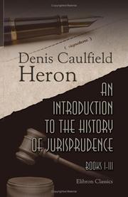Front cover of An introduction to the history of jurisprudence by Denis Caulfeild Heron