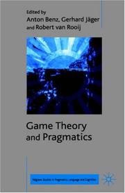 Cover of Game theory and pragmatics by Anton Benz