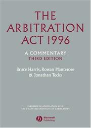 Cover of The Arbitration Act 1996 by Bruce Harris