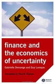 Cover of Finance and the economics of uncertainty by Gabrielle Demange