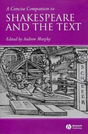 Cover of A concise companion to Shakespeare and the text by Unknown