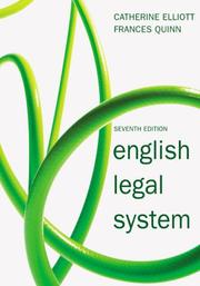 Front cover of English legal system by Catherine Elliott