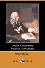 Front cover of Letters concerning poetical translations by William Benson