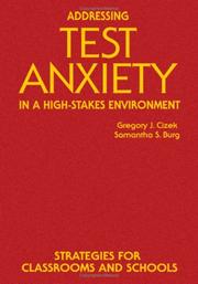 Front cover of Addressing test anxiety in a high-stakes environment by Gregory J Cizek