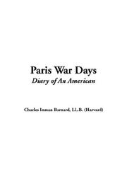 Cover of Paris War Days by Charles Inman Barnard