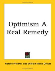 Front cover of Optimism a Real Remedy by Horace Fletcher